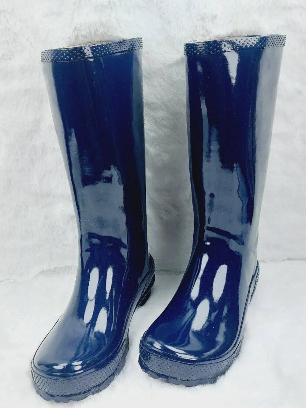 Crocs Women's Navy Tall Gloss Rubber Mid-Calf Outdoor Rain Boots Size 7
